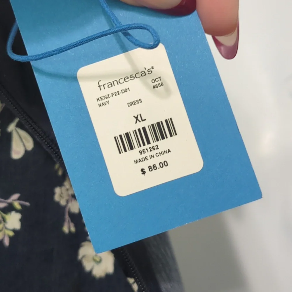 Kenzie x Francesca's Collections navy satin floral lace slip midi dress - Picture 10 of 13